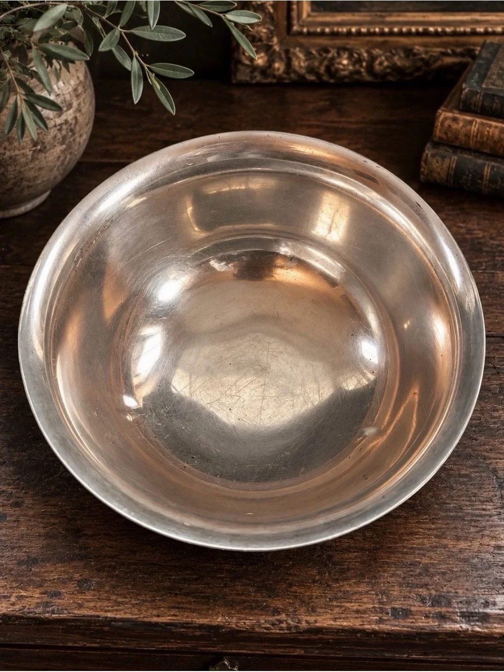 Stieff Pewter Footed Pewter Bowl 9” Diameter